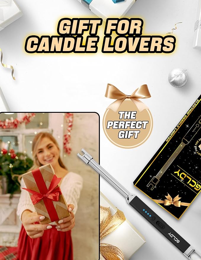Electric Candle Lighter, Best Stocking Stuffers 2025 for Women Men Adults, Birthday Gift for Women Wife Mom Sister Nana Men, Long Rechargeable Lighter for Candle Grill Home Kitchen BBQ Camping