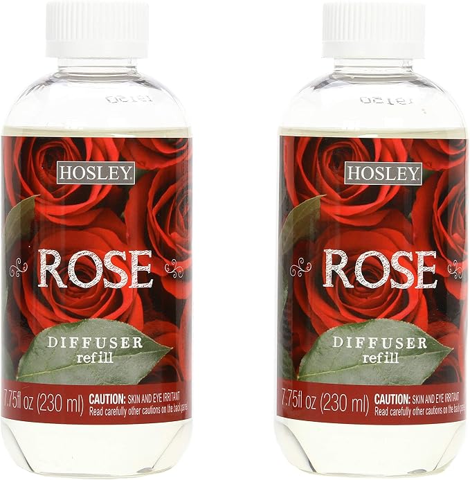 Hosley Set of 2 Premium Rose Diffuser Refills Oil 230 Milliliters Each Ideal Gift for Weddings Spa Reiki Meditation Settings