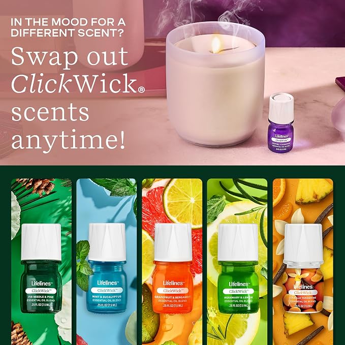 ClickWick Essential Oil Blends for Lifelines Diffusers, 3-Pack in Bloom Set - Essential Oil Blend Refill for Candle, Plant & Shower Aromatherapy Diffuser - Fragrance for Diffusers