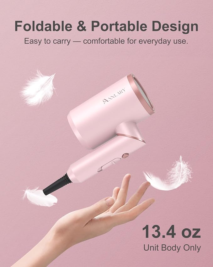 ANNLARY Hair Dryer with Comb | 1800W Blow Dryer with Diffuser for Curly Hair | Plasma Ionic Hairdryer for Frizz Control | Foldable & Protable Design for Travel | 6.5 ft ALCI Cord for Women and Men