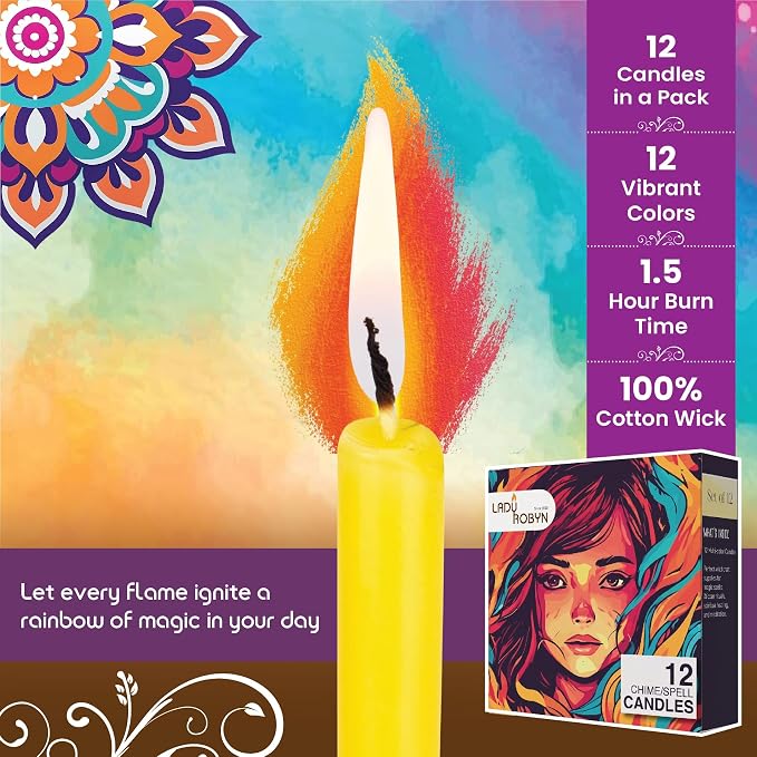 Spell Candles - 12 Pack Ritual Candles 4 Inch, Multicolor Spell Taper Candles