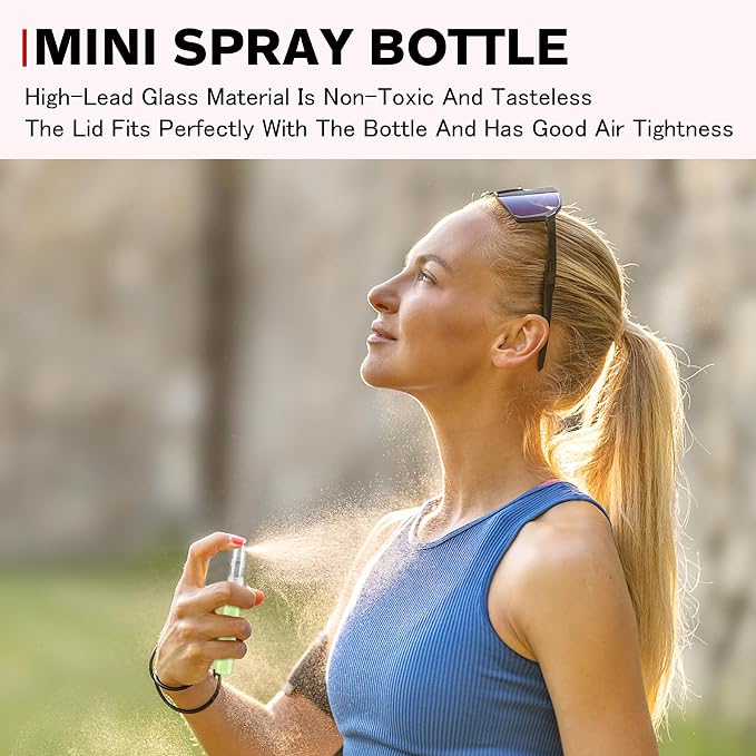 Mini Spray Bottle 10ml, Refillable Glass Spray Bottle, Glass Bottle Atomizer, Perfume Mouthwash Atomizer for Cleaning Refillable Container for Travel, Essential Oils, Perfume 40 Pcs, 10ml