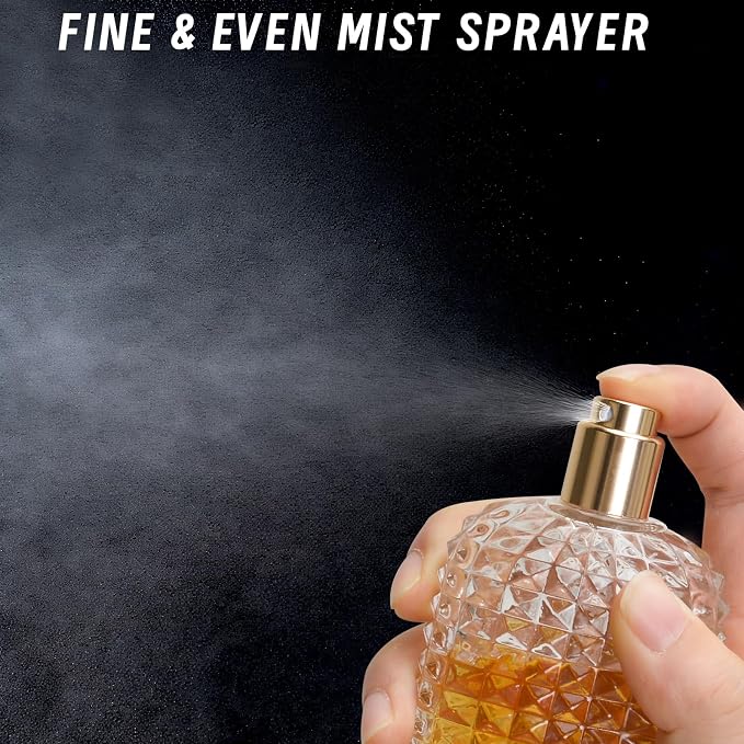 Perfume Bottle Atomizer 30ML Refillable Fine Mist Spray Bottles, Empty Glass Essential Oil Container for Travel, Handbag or Date, With Storage Bag & Funnels(Retro)