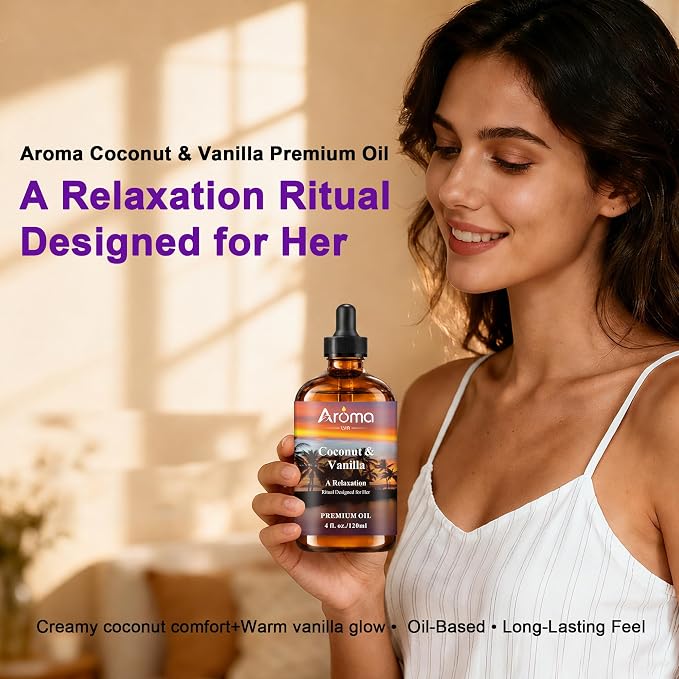 Coconut Vanilla Fragrance Oil, 4 Fl Oz | Scented Oil for Home Diffusers, Aromatherapy, DIY Soap