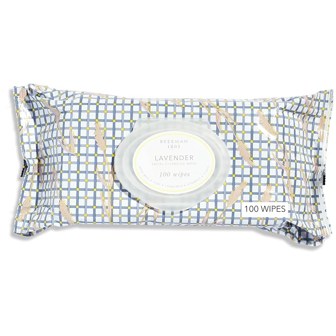 Beekman 1802 Face Wipes – Makeup Remover Wipes for Face, Facial Cleansing Wipes that Remove Makeup & Dirt, Travel Essentials, Face Wipes with Goat Milk & Aloe, Lavender 100 Count