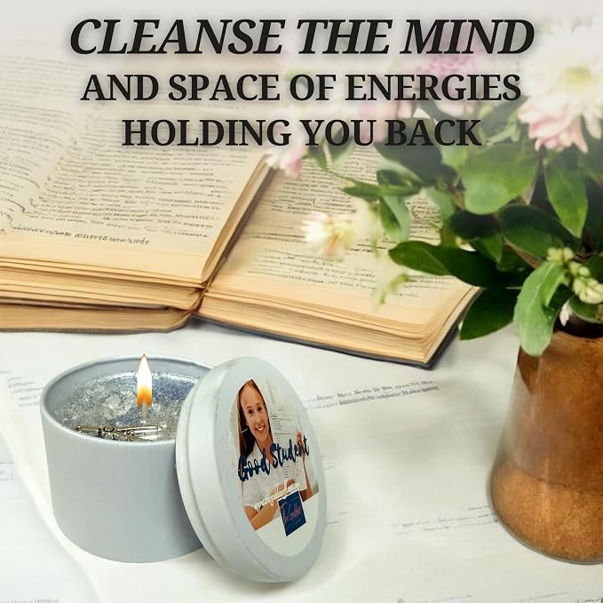 Good Student Candle for Focus, Wisdom, Clarity, Success, Studying, Motivation, Learning, Exam Support, Concentration, Discipline, Prayer, Manifestation, Non Toxic Coconut Wax Spiritual Ritual Candle