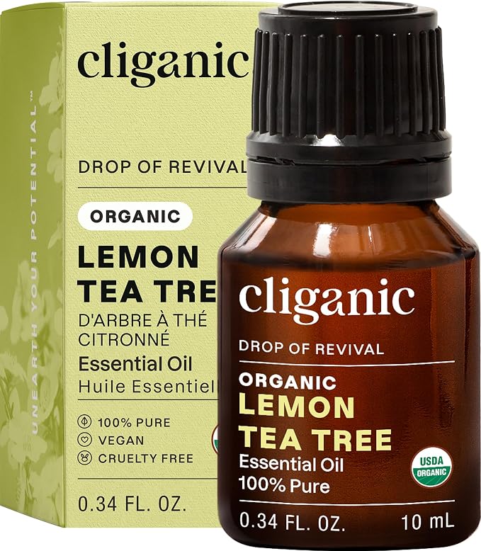 Cliganic Organic Lemon Tea Tree Essential Oil, 100% Pure Natural for Aromatherapy | Non-GMO Verified