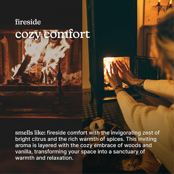 Homedics SereneScent Waterless Diffuser Oil Refill — Fireside (120ml). Clean, Safe & Moody Smoked Woods Fragrance. Compatible with SereneScent Diffusers. Easy Twist Plug & Play.