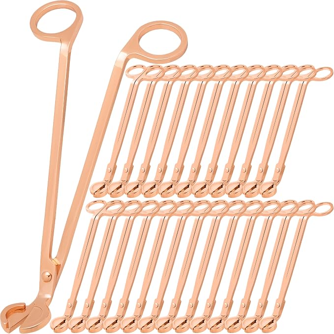Airy Abode Candle Wick Trimmer 25 Pack, 7 Inch Stainless Steel Wick Cutters for Candles, Bulk Candle Trimmers for Cleaner Burn and Less Soot, Rose Gold