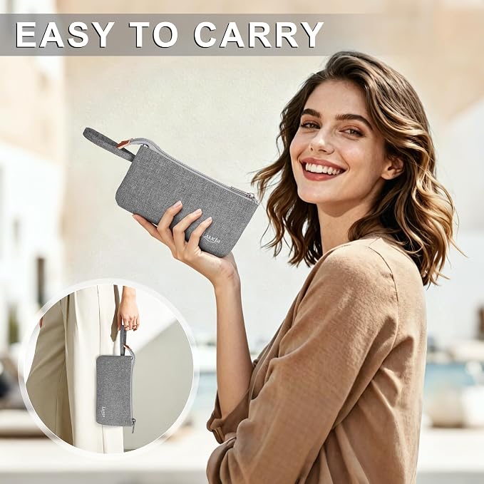 LUXJA Essential Oil Carrying Bag - Holds 9 Bottles (5ml-15ml, Also Fits for Roller Bottles), Portable Organizer for Essential Oil and Small Accessories, Gray