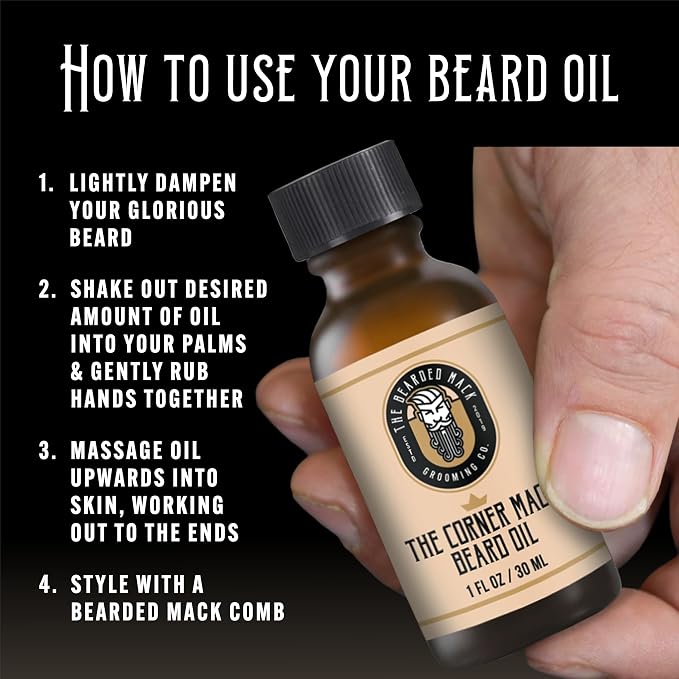The Bearded Mack – The Corner Mack Signature Beard Oil | Citrus Cologne Scent – Bergamot, Mandarin, Bamboo & Aquatic Notes | Hydrates, Softens & Eliminates Beard Itch | 1oz