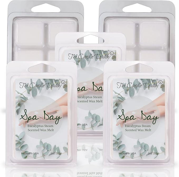 The Candle Daddy Spa Day - Relaxing Aroma Therapy Eucalyptus Scented Wax Melt - 1 Pack - 2 Ounces - 6 Cubes