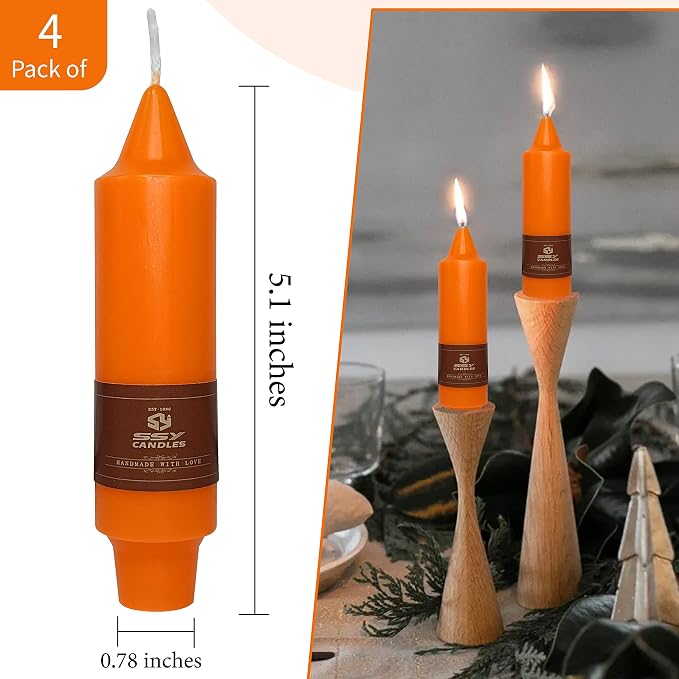 4 PCS Gradient Colored Taper Candlesticks Orange Taper Candle for Halloween Thanksgiving Day Dinner Household Décor Candlesticks