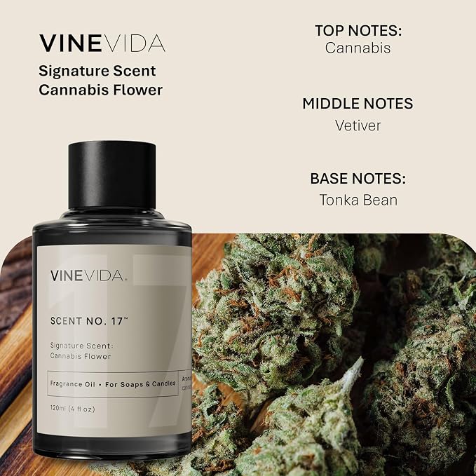 VINEVIDA [4oz] Cannabis Flower Fragrance Oil - Made in USA Scents for Candle Making - Natural Candle Fragrance Oil - Scents for Soap Making