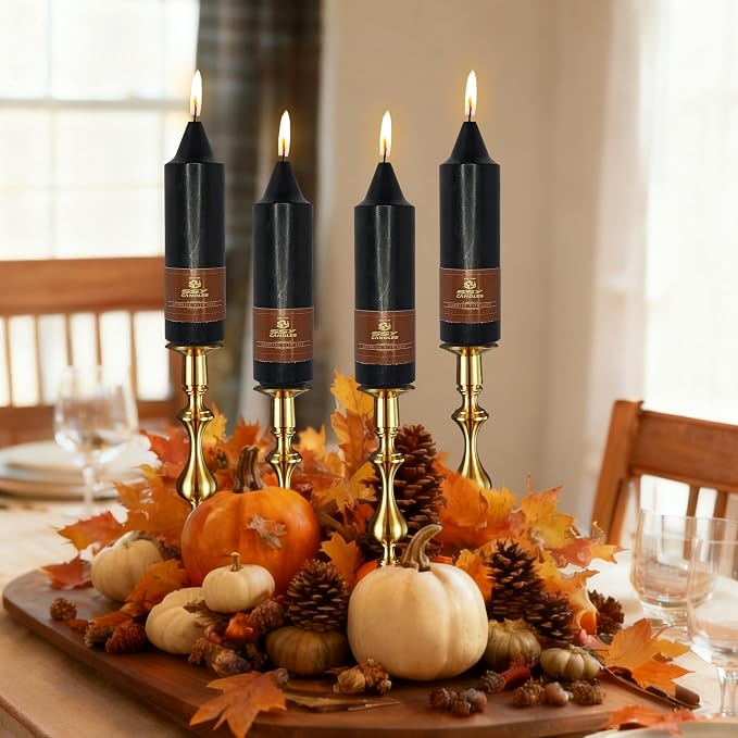 Unscented Halloween Taper Candles Sticks 4 Pack Black Taper Candlesticks 5 inch Cute Taper Candles Stick Candles for Halloween Party Home Décor