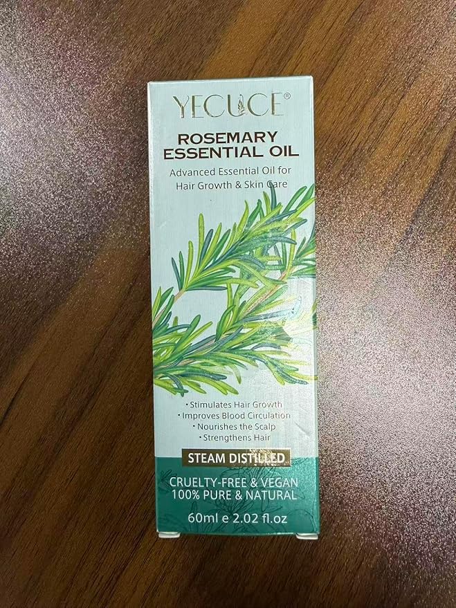 Rosemary Oil, 2.02 Fl Oz Pure Rosemary Essential Oil with with Glass Dropper - Undiluted Rosemary Massage Oil for Hair Growth Skin Care and Nails and Refreshing Aromatherapy Oil for Diffusers