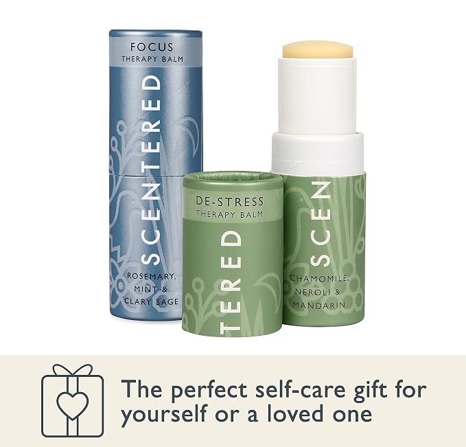 Scentered Aromatherapy Balm Sticks for Stress-Relief & Focus - Roll On Essential Oil Blends of Rosemary, Mint, Chamomile - Aromatherapy Gifts for Women - De-Stress & Focus
