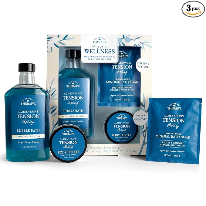 Village Naturals Therapy 3-Piece Tension Relaxing Wellness Spa Gift Set, Cedar Citrus Scent
