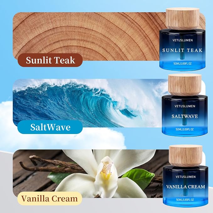 Car Air Freshener, 50ml /1.7fl oz Large Capacity Air Freshener Diffuser Set, 3-Scent Natural Essential Oil Fragrance Aromatherapy, Long-Lasting Fragrance Premium Auto Perfume Accessories