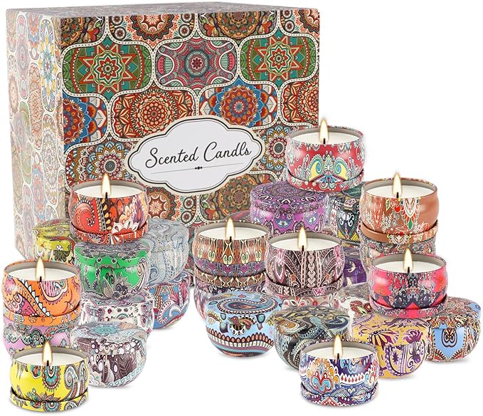 YOROXRG Scented Candles 36 Pack Soy Wax Travel Tin Jar Candles for Home 2.5 OZ Scented Candles for Mom for Christmas, Birthday, Thanksgiving, Mother's Day