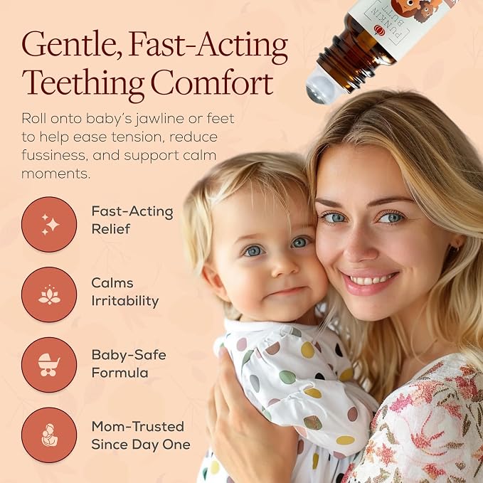 Punkin Butt Organic Lavender & Chamomile Teething Oil Roller for Babies | Also Great for Skin | Baby, Infant, Toddler Gum & Tooth Relief | Helps with Fussing & Sleep | Safe for Daily use | 3+ Months