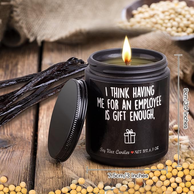 Boss Gifts for Men,Funny Christmas Gift for Boss,Vanilla Milk Scented Candles,I Think Having Me for an Employee is Gifts Enough,Perfect Boss Naughty Idea Gift for Men in Boss Day