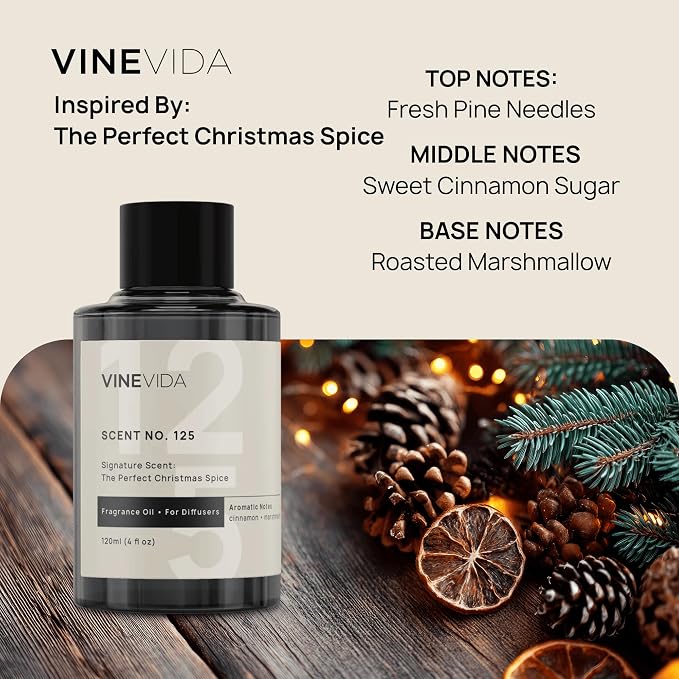 VINEVIDA [4 Oz] Inspired by: The Perfect Christmas Spice; Diffuser Oil Refill | Premium Scent Diffuser Oil for Home | Non-Toxic Fragrance