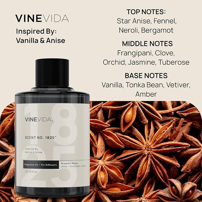 VINEVIDA [16 Oz] Inspired by: Vanilla & Anise; Diffuser Oil Refill | Premium Scent Diffuser Oil for Home | Non-Toxic Fragrance