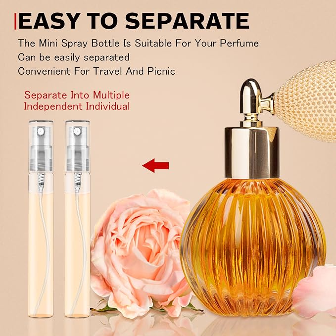Mini Spray Bottle 10ml, Refillable Glass Spray Bottle, Glass Bottle Atomizer, Perfume Mouthwash Atomizer for Cleaning Refillable Container for Travel, Essential Oils, Perfume 40 Pcs, 10ml