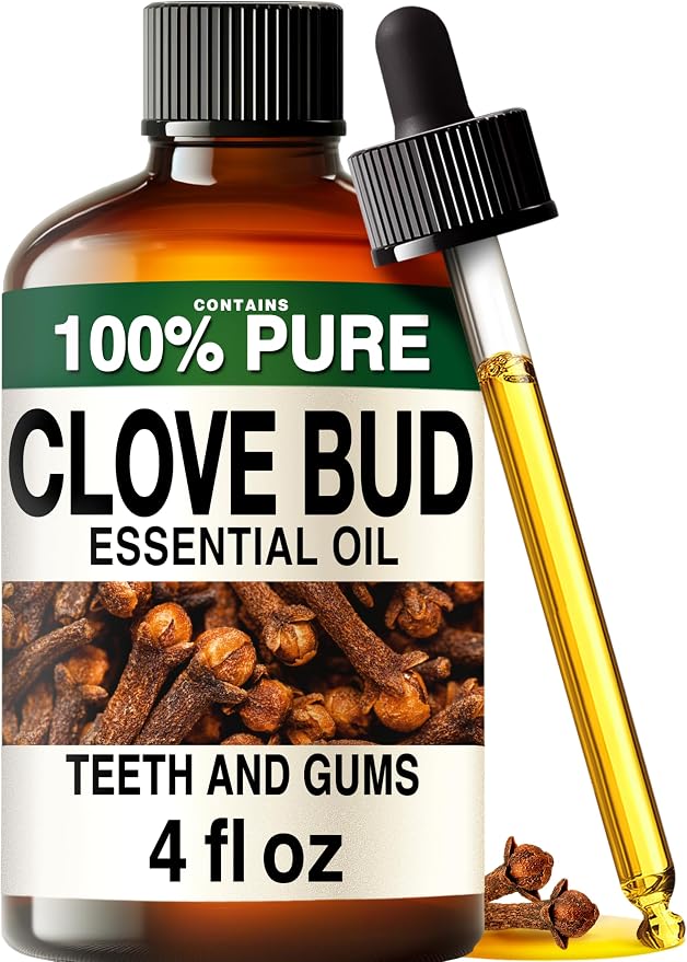 100% Pure Clove Oil - 4 Fl Oz Clove Essential Oil for Hair, Skin, Diffuser, Aromatherapy & DIY Soap Making Scent