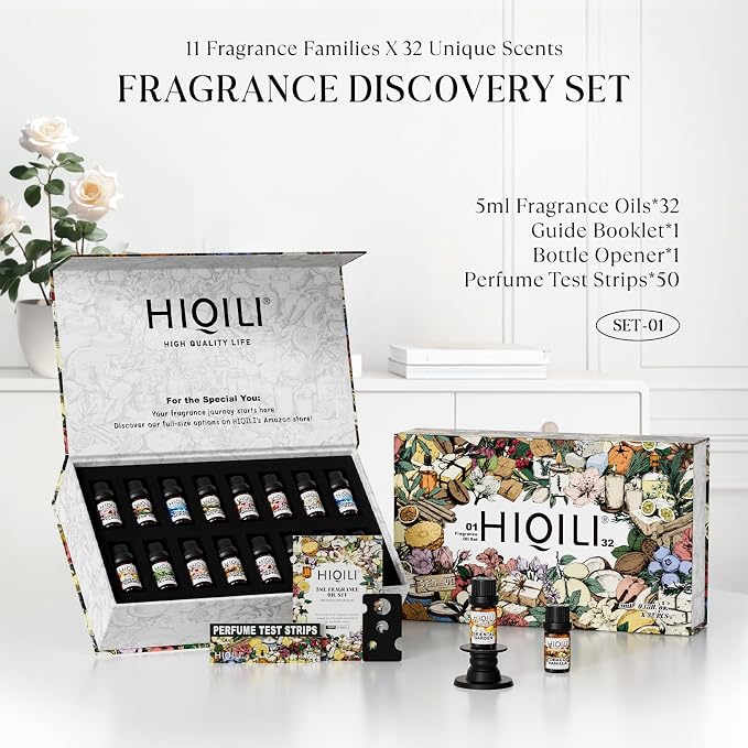 HIQILI 10 ML Iris Sonnet Frangrance Oil & 5ML*32 Fragrance Oil Gift Set, for Diffuser, DIY