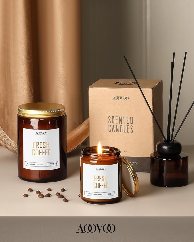 AOOVOO Fresh Coffee Candles - 22 oz Scented Candles, Aromatherapy, Soy Candle for Home Scented