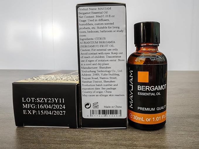 Bergamot Essential Oil 30ml/1.01fl.oz, MAYJAM Premium Bergamot Oils for Diffuser, Soap Making, Candle Making, Long Lasting Scents