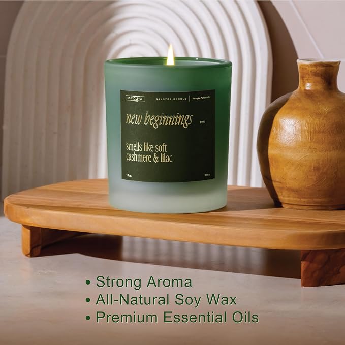 Benevolence LA New Beginnings Scented Candles | 10 oz, 40-50 Hour Burn, New Home Candle | House Warming Gifts for Women, Friends | Gift Idea for Promotion, Retirement - Notes of Cashmere & Lilac