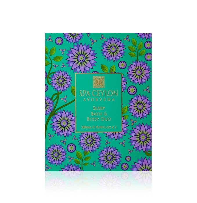 Spa Ceylon Sleep Bath & Body Duo Set | Luxury Lavender Ylang Ylang Body Wash & Lotion Set | Organic & Natural | Aromatherapy Bath Set | 250ml x 2