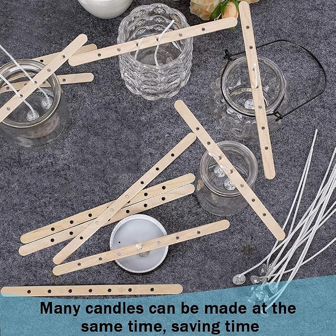 Wooden Candle Wick Holders Pack of 100pcs Wick Centering Devices Candle Wick Bars for Candle Making … (7.1inch - 100pcs)