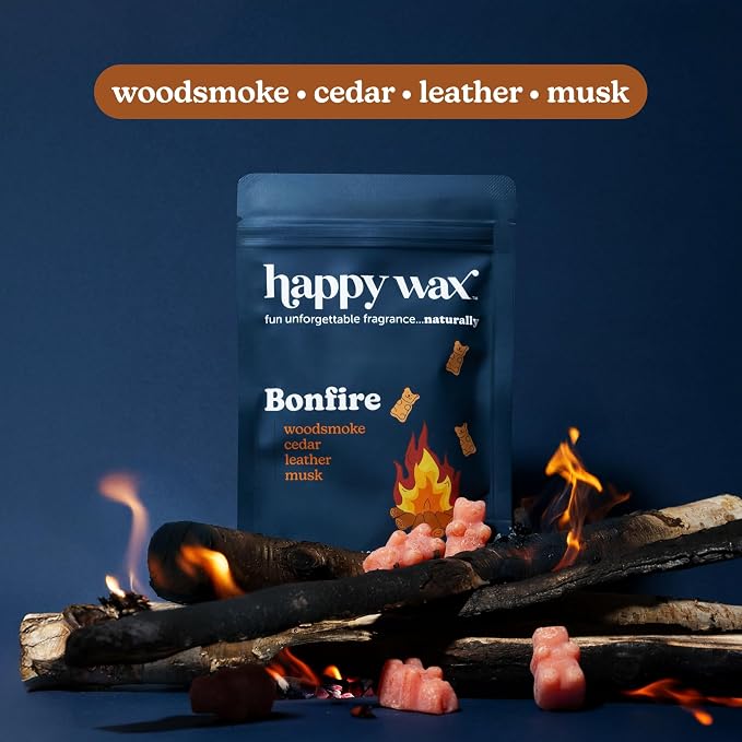 Happy Wax Fan Man Cave Collection Scented Natural Soy Wax Melts – 6 Total Oz. of Scented Wax Melts, Collection Includes Desert Torchwood, Bourbon & Wood and Bonfire