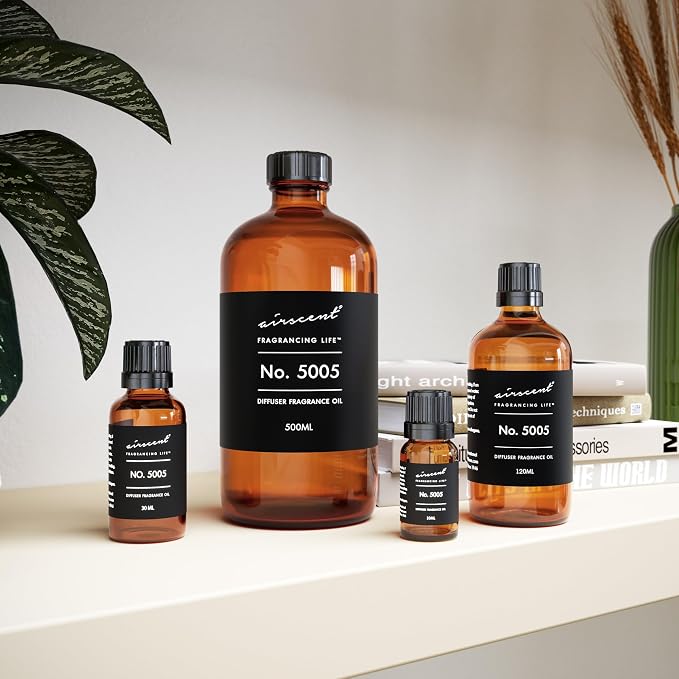 AirScent Diffuser Oil Inspired by TF's Oud Wood - No. 5005 Perfume Dupe - Fragrance Oil Blend for Ultrasonic and Waterless Diffusers and Crafting - 120 ml, 4 fl oz Glass Bottle with Dropper