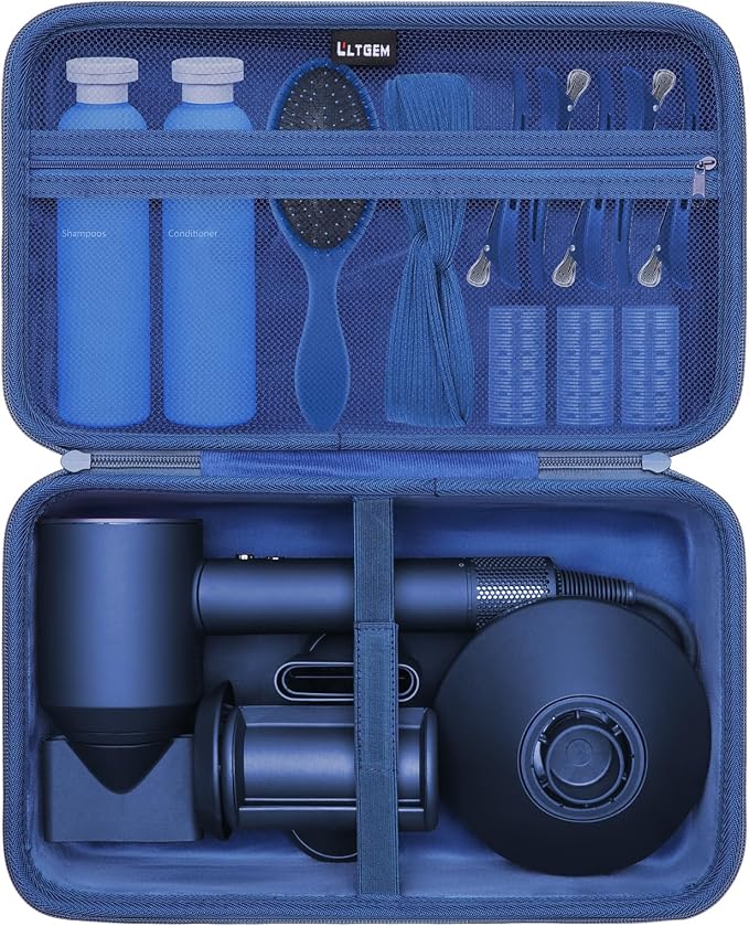 L LTGEM Hair Dryer Case Compatible with Dyson Supersonic Hair Dryer, Laifen SE/SE Lite, Slopehill 1902, Cosy Companions ZCY883, Wavytalk Blow Dryer Cases, Blow Dryer Storage Cases, Blue(Case Only)