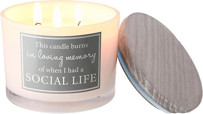 Pavilion Gift Company - Social Life 11-Ounce Soy Wax Triple Wick Candle, Fresh Cotton Scented, Mom Gifts, New Mom Gifts, Funny Mom Birthday Gifts, Funny Candle Gifts for Single Mom, 1 Count