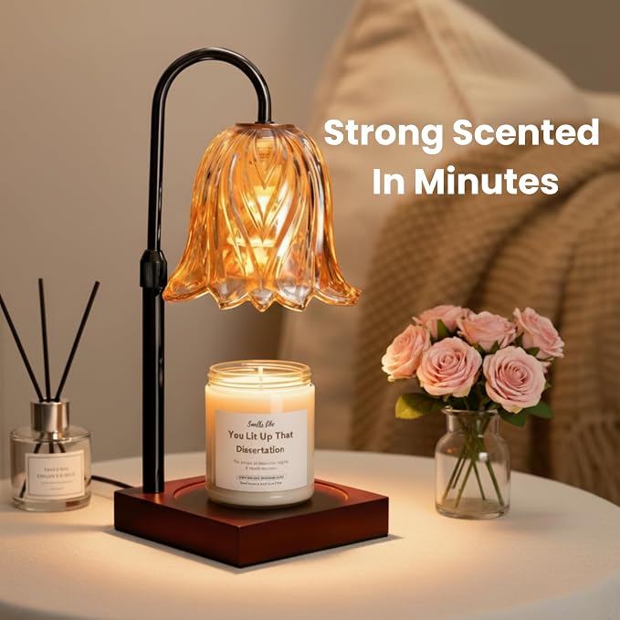 With Memories-Candle Warmer Lamp with Timer Dimmable, Birthday Gifts for Women Mom, House Warming Gifts New Home Decor, Wax Melt Warmer for Jar Candles with 2 Bulbs (Black)