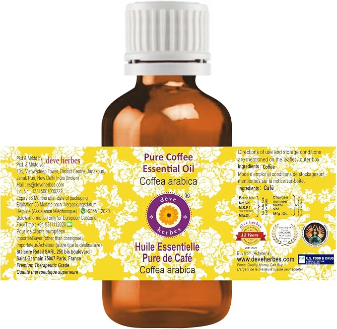 Deve Herbes Pure Coffee Essential Oil (Coffea Arabica) Steam Distilled 15ml (0.50 oz)