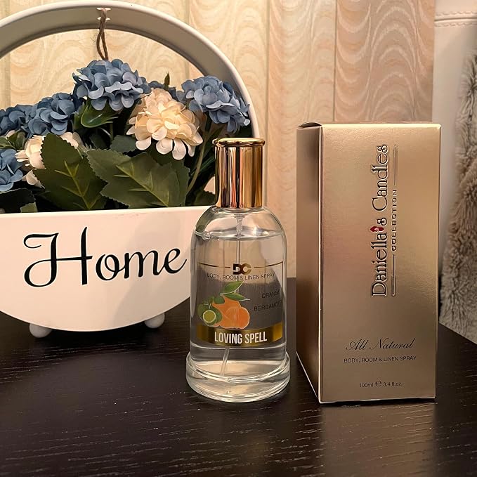 Daniella's Candles Loving Spell Body Room and Linen Spray, Natural Body Mist & Room Spray, Long lasting Fragrance, 100ml/3.4oz