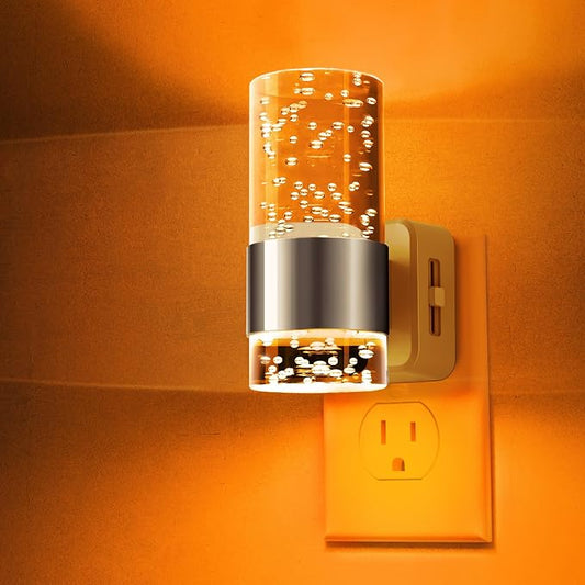 L LOHAS LED Night Light,Dimmable Night Lights Plug into Wall, Acrylic Nightlights with 0-100 LM Adjustable Brightness, Amber Plug in Night Light with Dusk to Dawn Sensor, for Bathroom Hallway