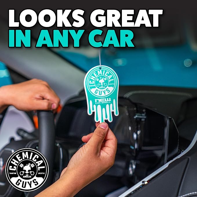 Chemical Guys Car Fresheners, Hanging Air Fresheners - New Car Scent for Cars, Trucks, SUVs, RVs, Home, Office, Work, Dorm Room, & More - 12 Pack