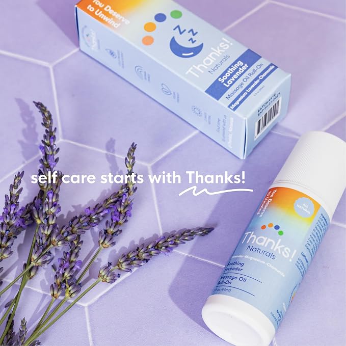 Massage Oil Roll On, Soothing Lavender Magnesium, Vegan, Cold Pressed with Lavender, Chamomile, Arnica & Essential Oils, Use After Shower or Before Bed, Self Care Essential, 3 FL OZ