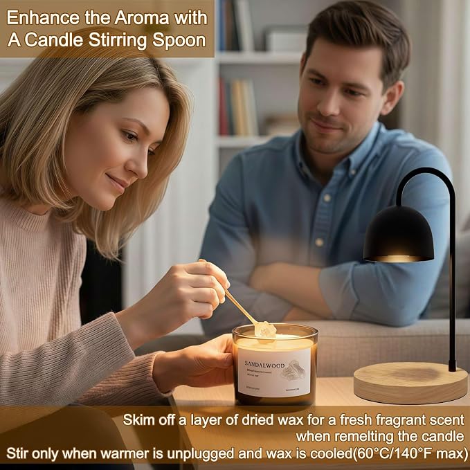 VOHO Sandalwood Wickless Candles for Candle Warmer Lamp, 9oz Soy Candle with Stirring Spoon & Lid, Sandalwood Candles for Men Gifts & Room Fragrance, Wickless Scented Candles for Candle Lamp Warmer