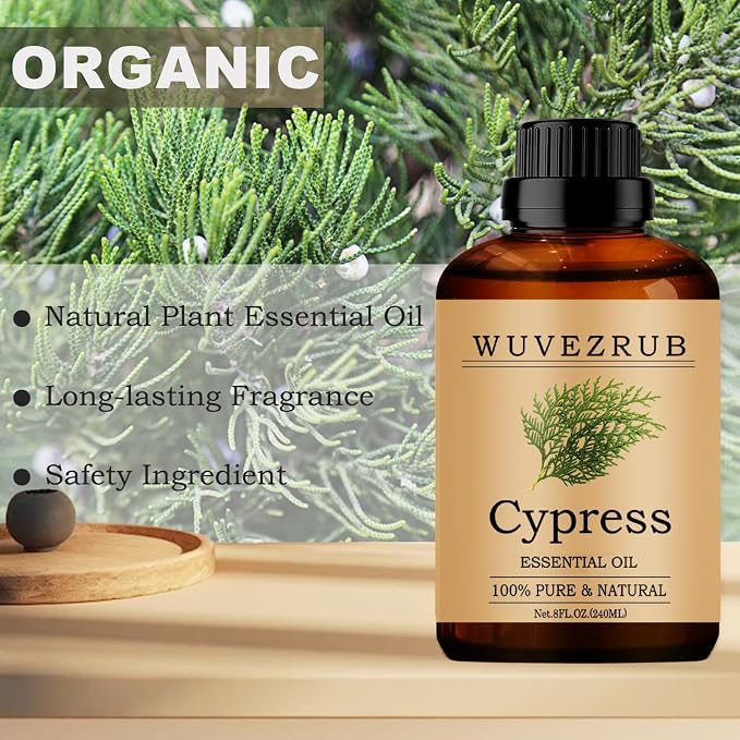 Cypress Essential Oils, 240ML Pure and Natural Essential Oil for Aromatherapy Diffuser - Cypress /8 Fl Oz