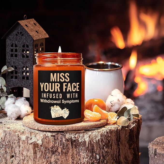Miss Your Face Candle - Funny Friendship Gift for Best Friend Girlfriend Bestie BFF - Relaxing Gifts for Women Men Coworker - Birthday Gift for Her Sister - Eucalyptus Mint Soy Calming Candle