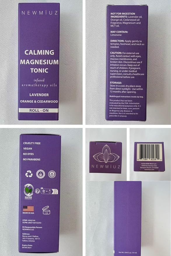 Calm Magnesium Roller Lavender Orange Cedarwood Essential Oil Roll On Calming Aromatherapy Self Care Stress Relief Destress Stocking Stuffers Gifts